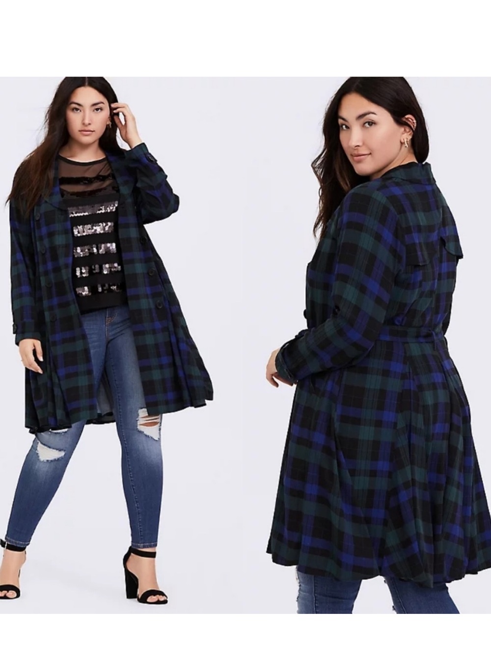 Torrid Size 2 Plaid Rayon Twill Trench Coat